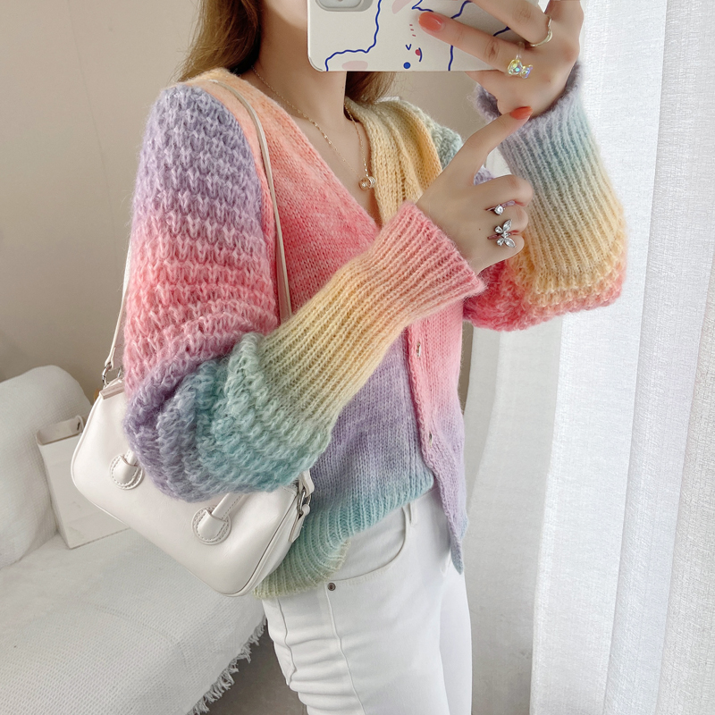 Autumn gradient coat twist Japanese style sweater for women