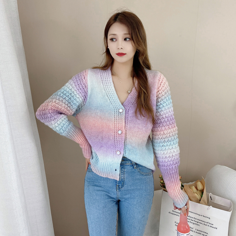 Autumn gradient coat twist Japanese style sweater for women