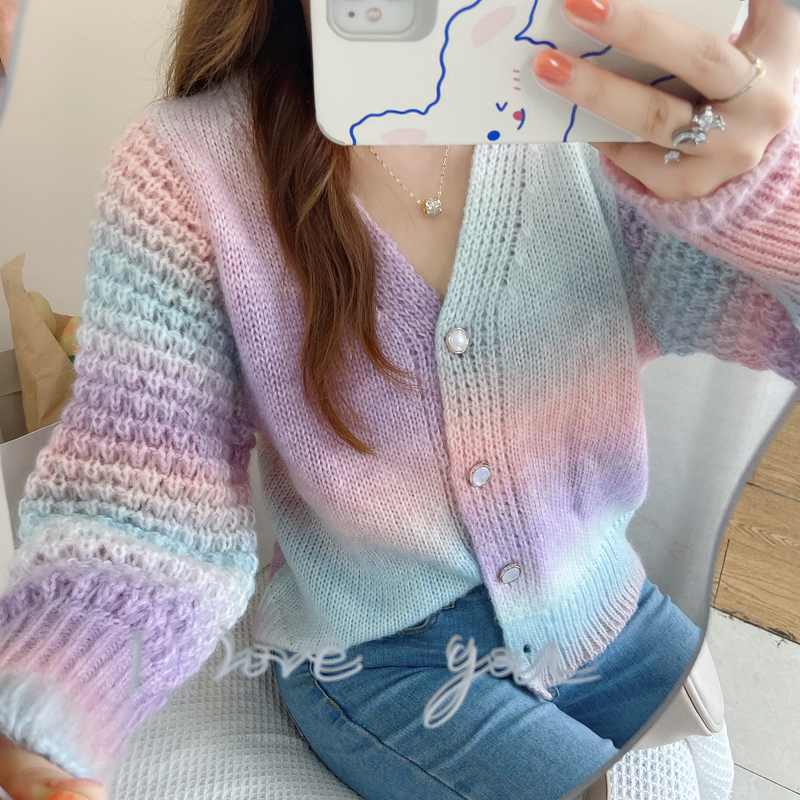 Autumn gradient coat twist Japanese style sweater for women