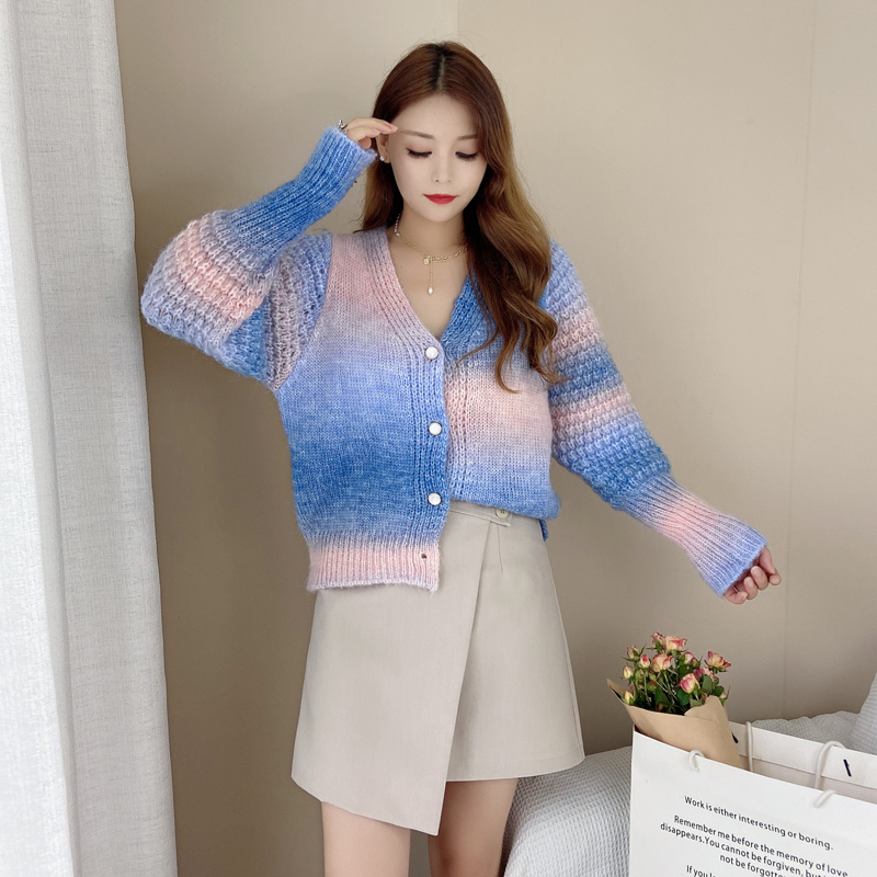 Autumn gradient coat twist Japanese style sweater for women