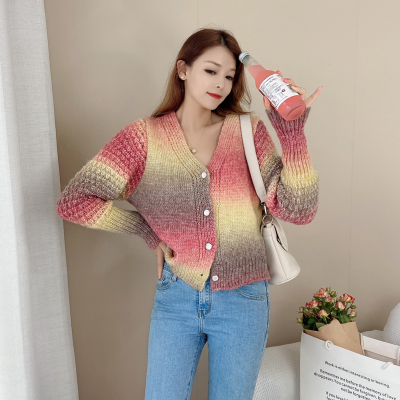 Autumn gradient coat twist Japanese style sweater for women