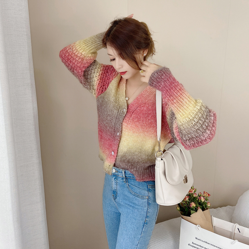 Autumn gradient coat twist Japanese style sweater for women