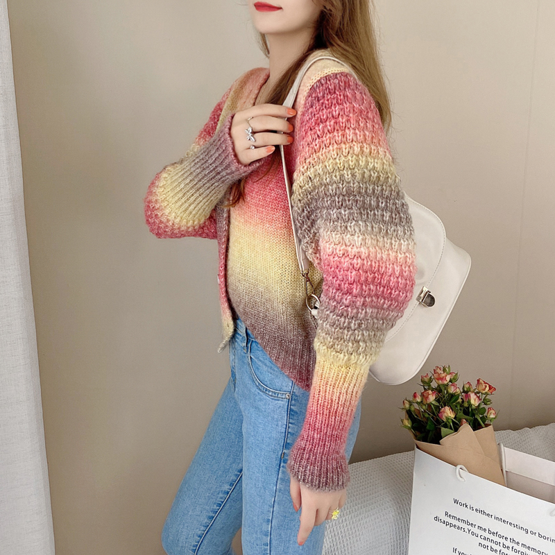 Autumn gradient coat twist Japanese style sweater for women