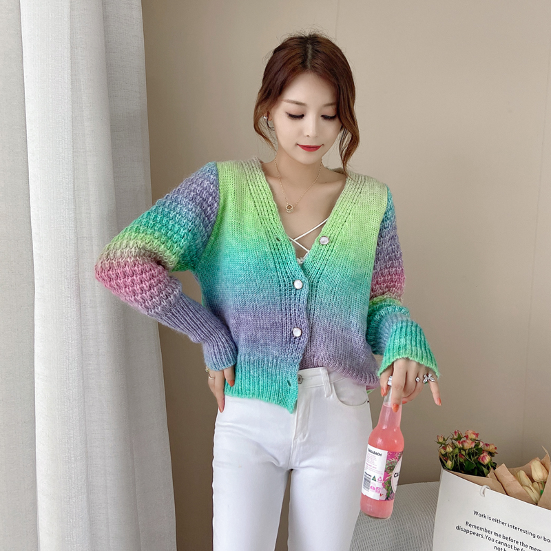 Autumn gradient coat twist Japanese style sweater for women