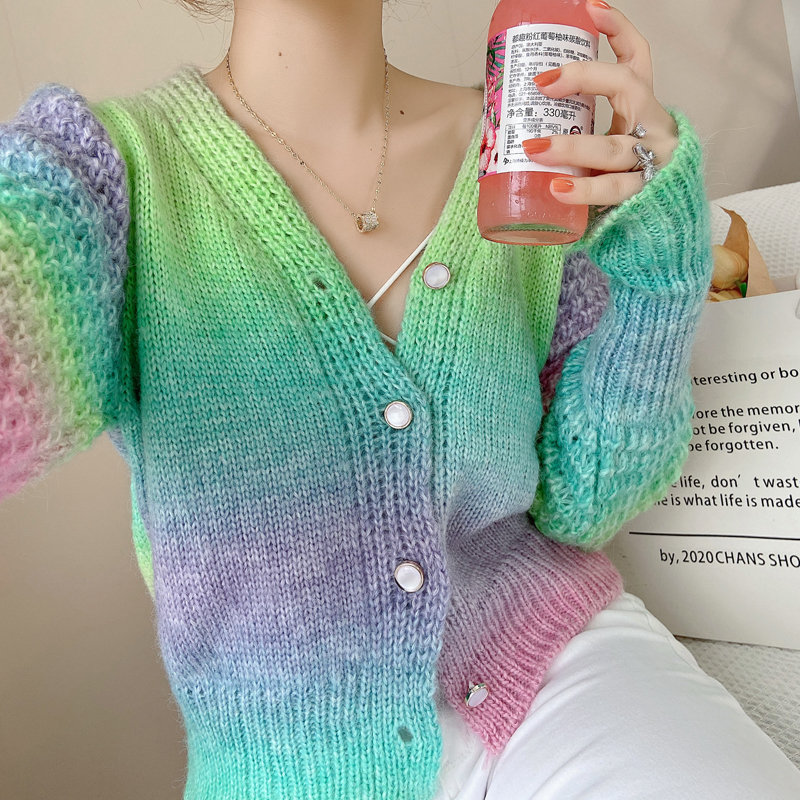 Autumn gradient coat twist Japanese style sweater for women