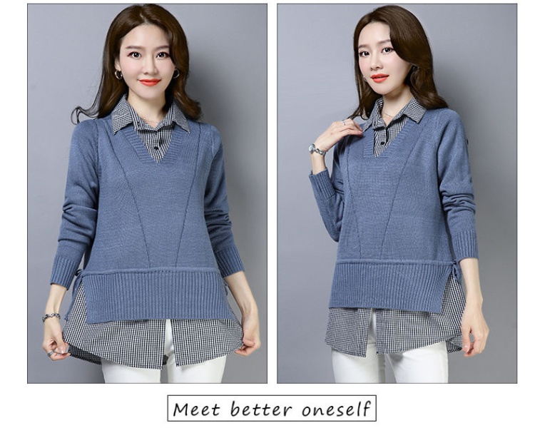 Loose V-neck bottoming shirt short sweater for women