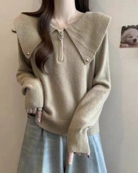 Large yard loose tops slim doll collar sweater