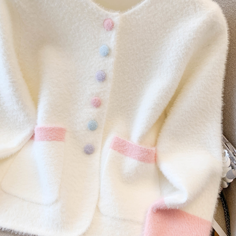 Colors buckle fashion coat Western style sweater