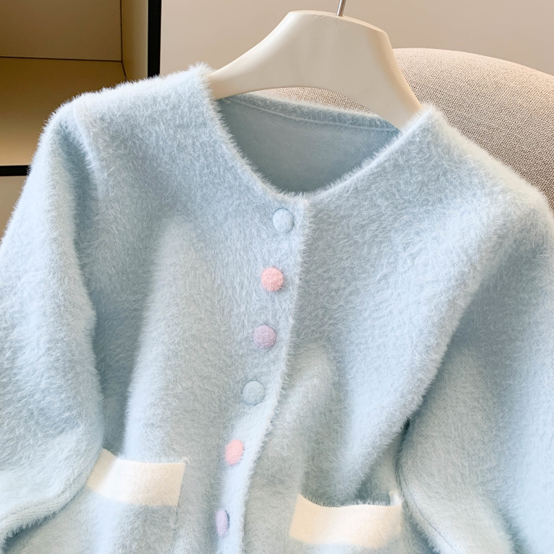 Colors buckle fashion coat Western style sweater