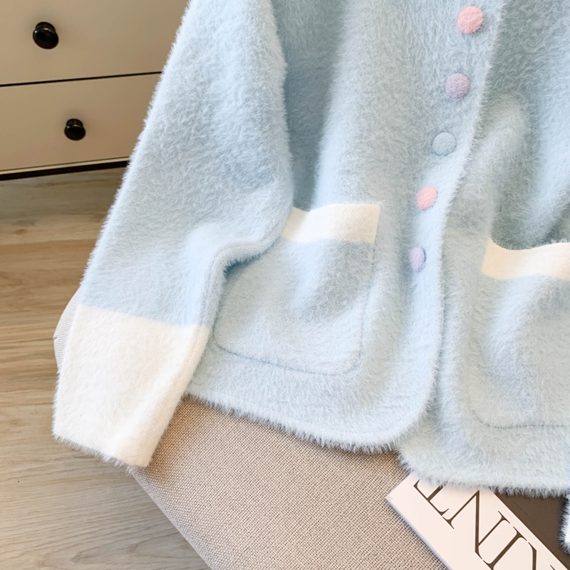 Colors buckle fashion coat Western style sweater