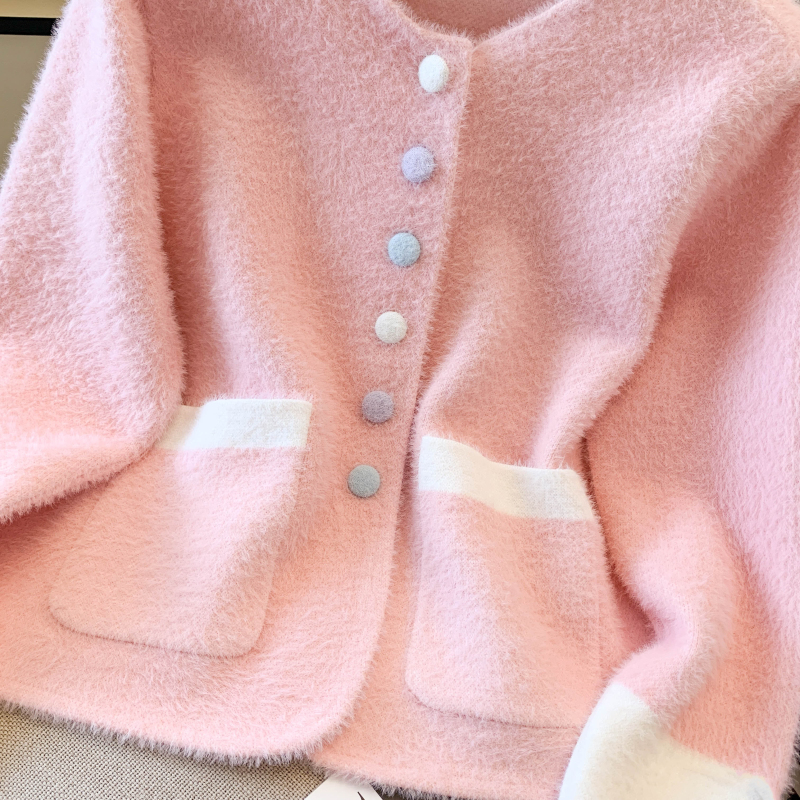 Colors buckle fashion coat Western style sweater