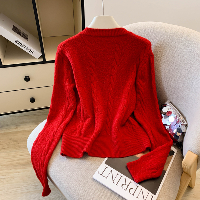 Bow chanelstyle twist thick temperament sweater