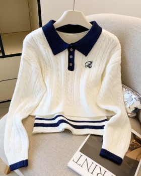 V-neck Korean style tops slim sweater 2pcs set