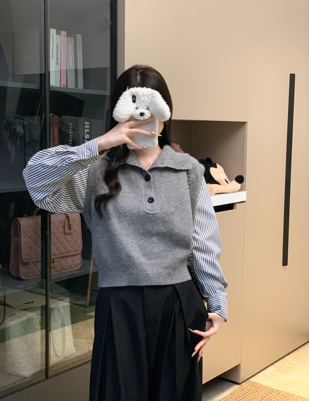 Stitching autumn Western style high collar sweater