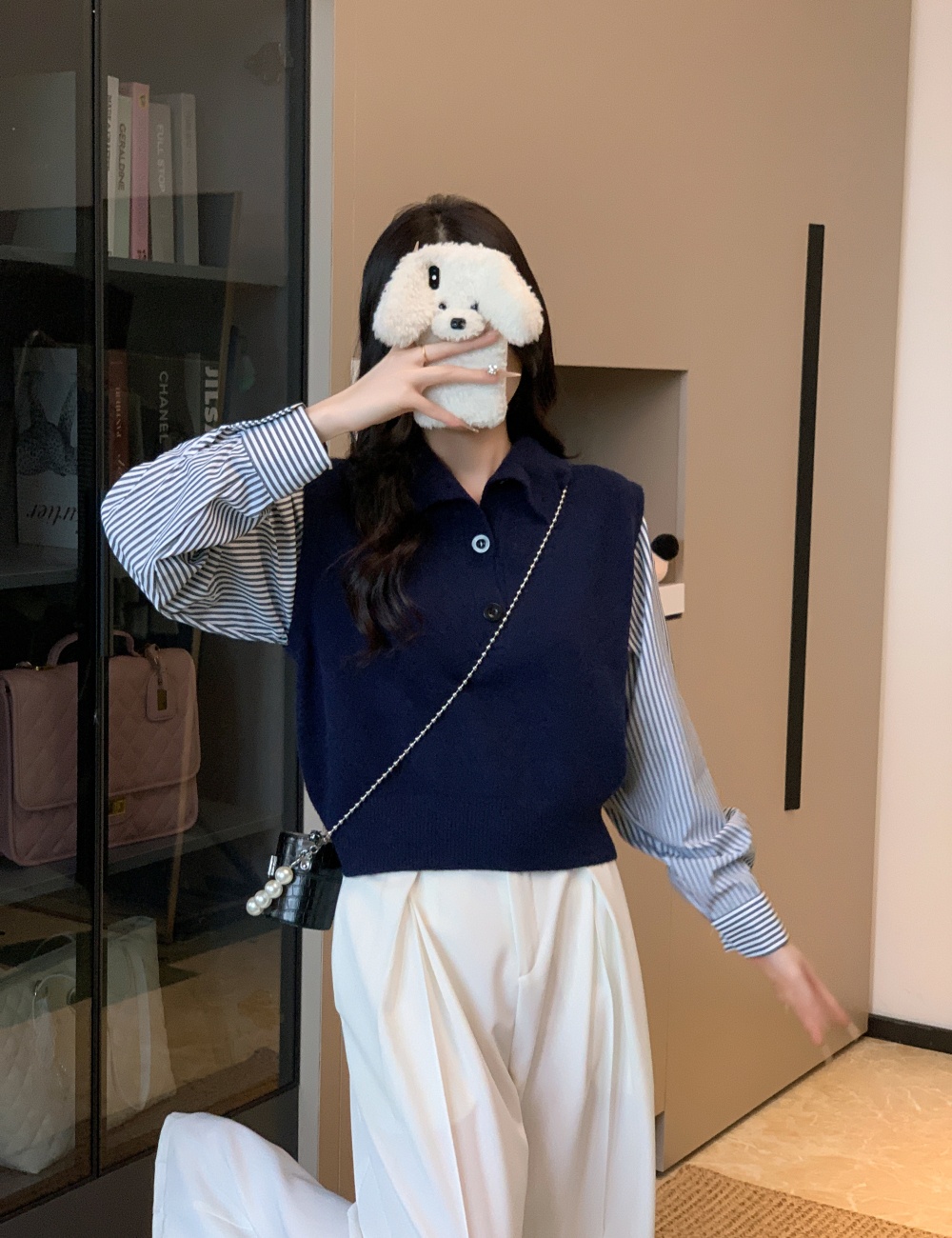 Stitching autumn Western style high collar sweater