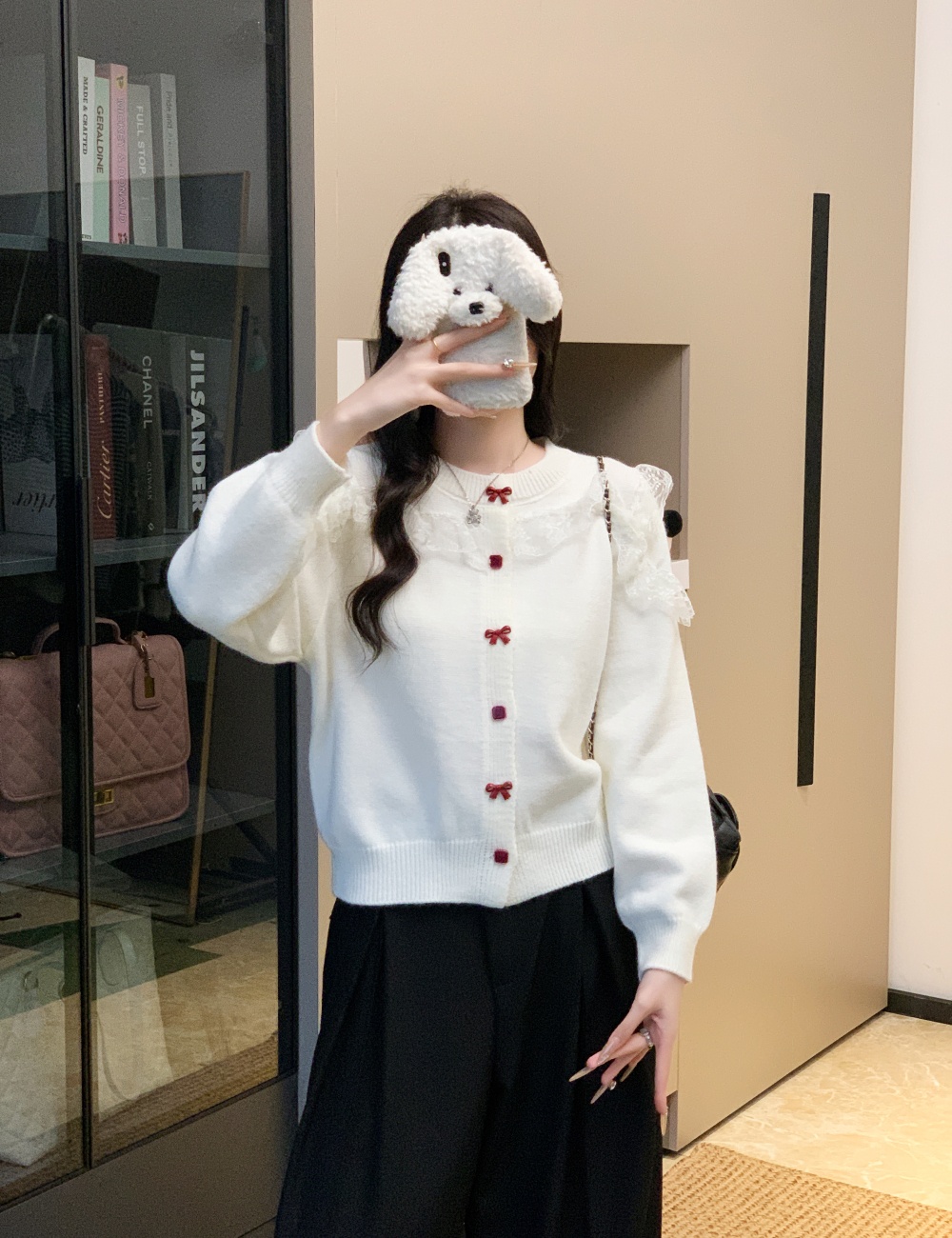 Lace niche splice sweater knitted unique cardigan