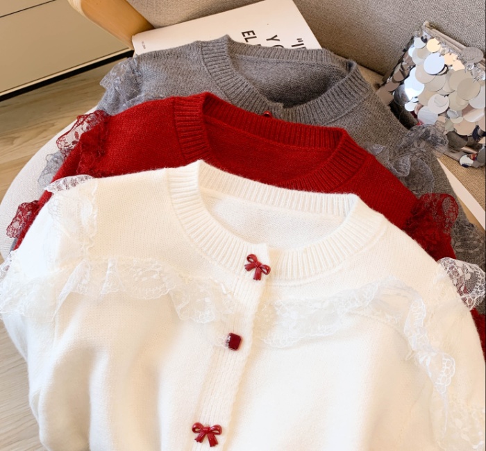 Lace niche splice sweater knitted unique cardigan