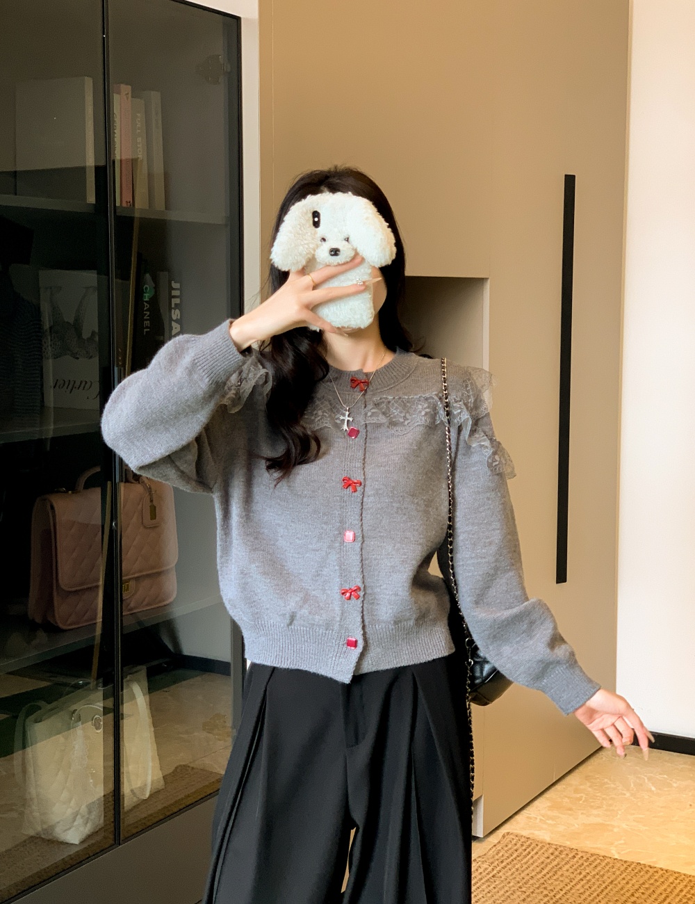 Lace niche splice sweater knitted unique cardigan