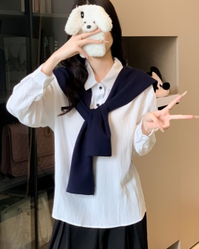 Casual unique shirt long sleeve tops 2pcs set
