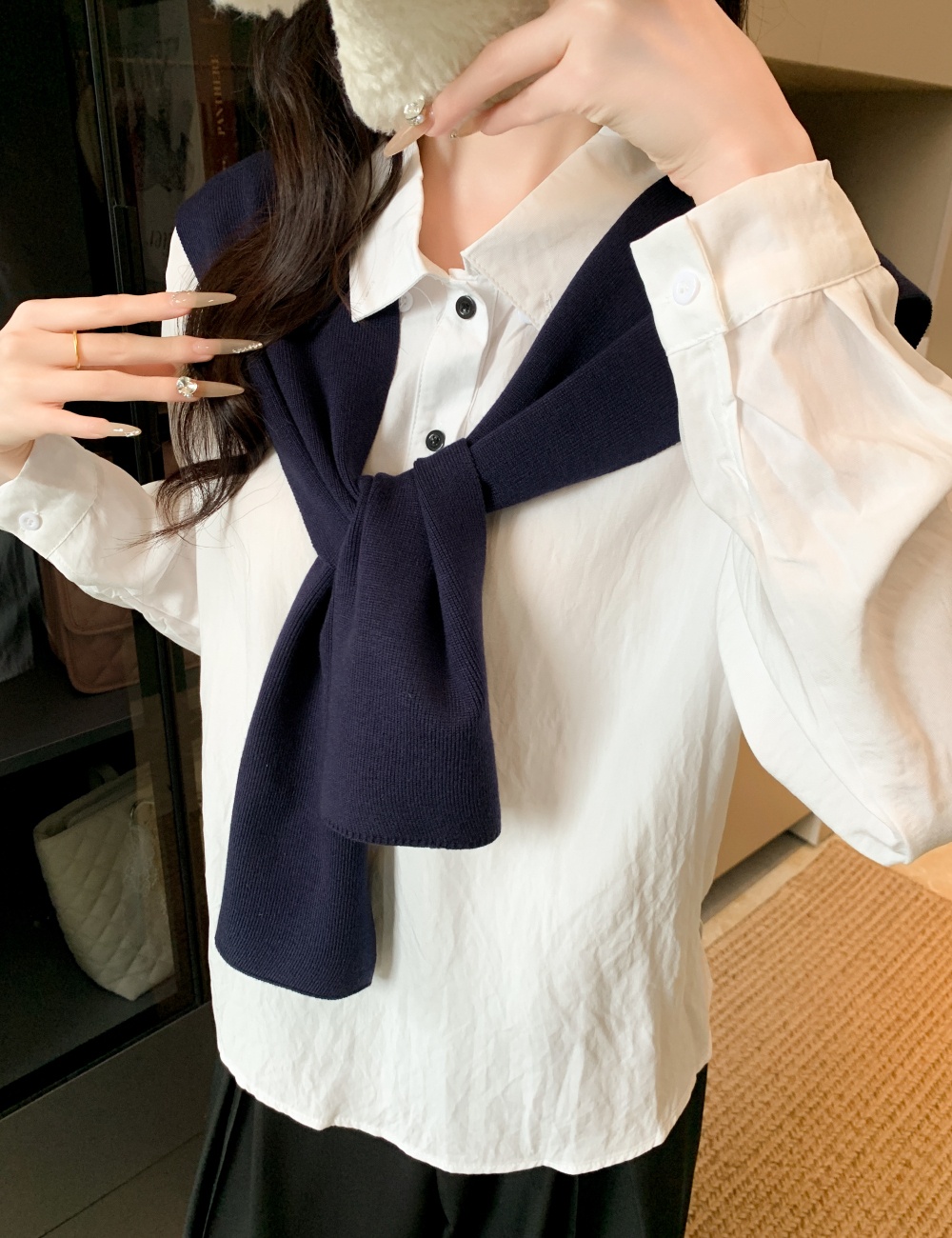 Casual unique shirt long sleeve tops 2pcs set