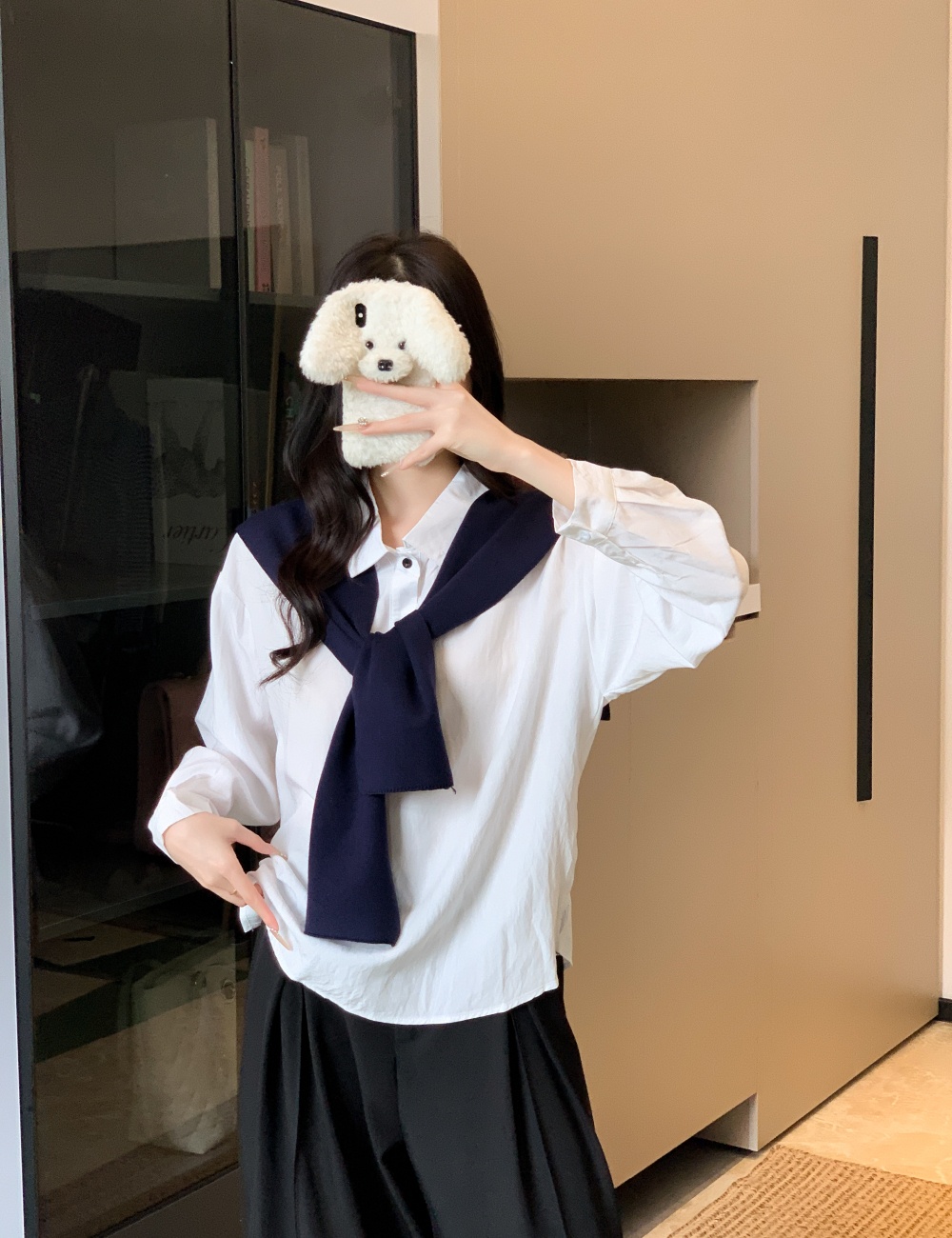 Casual unique shirt long sleeve tops 2pcs set