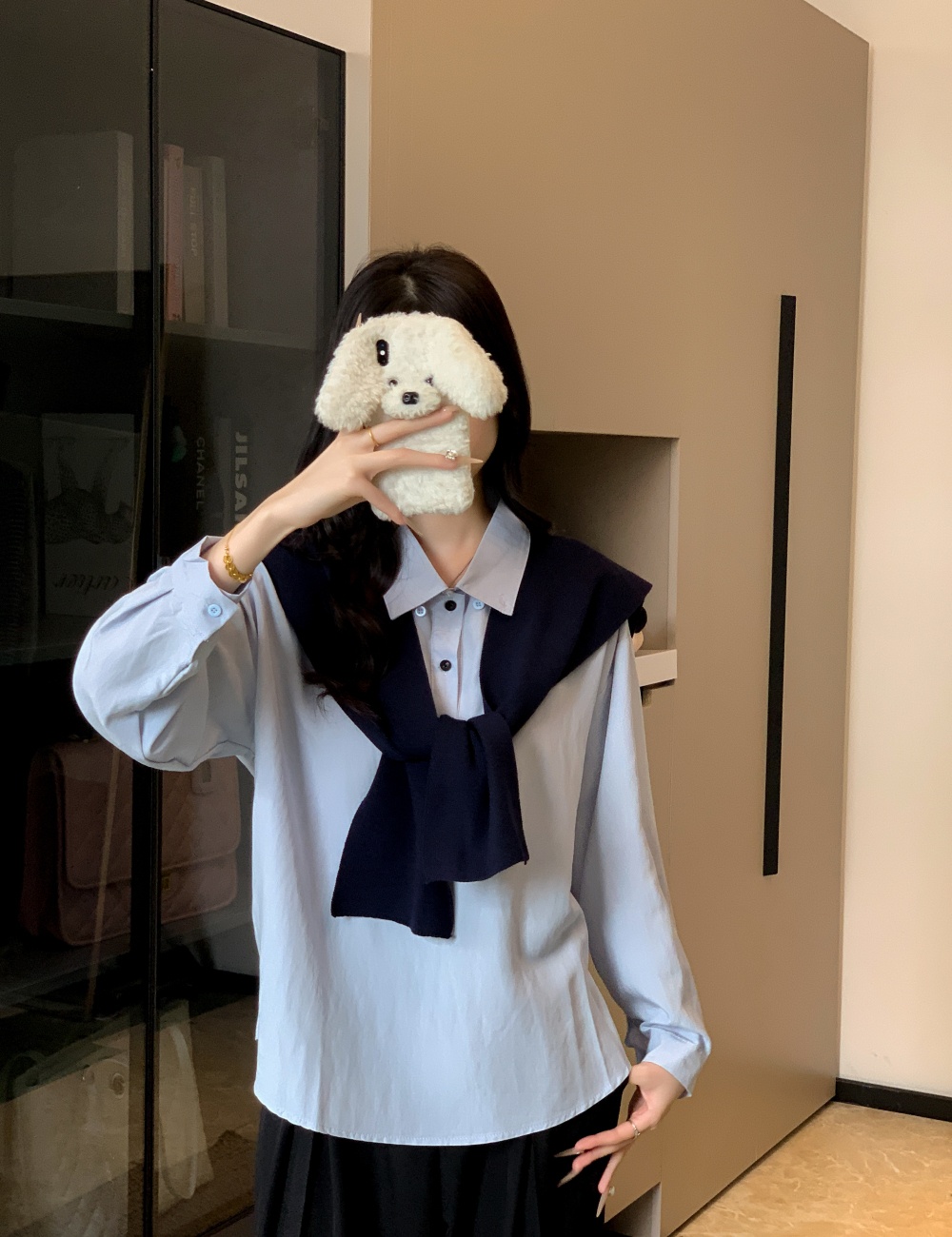 Casual unique shirt long sleeve tops 2pcs set
