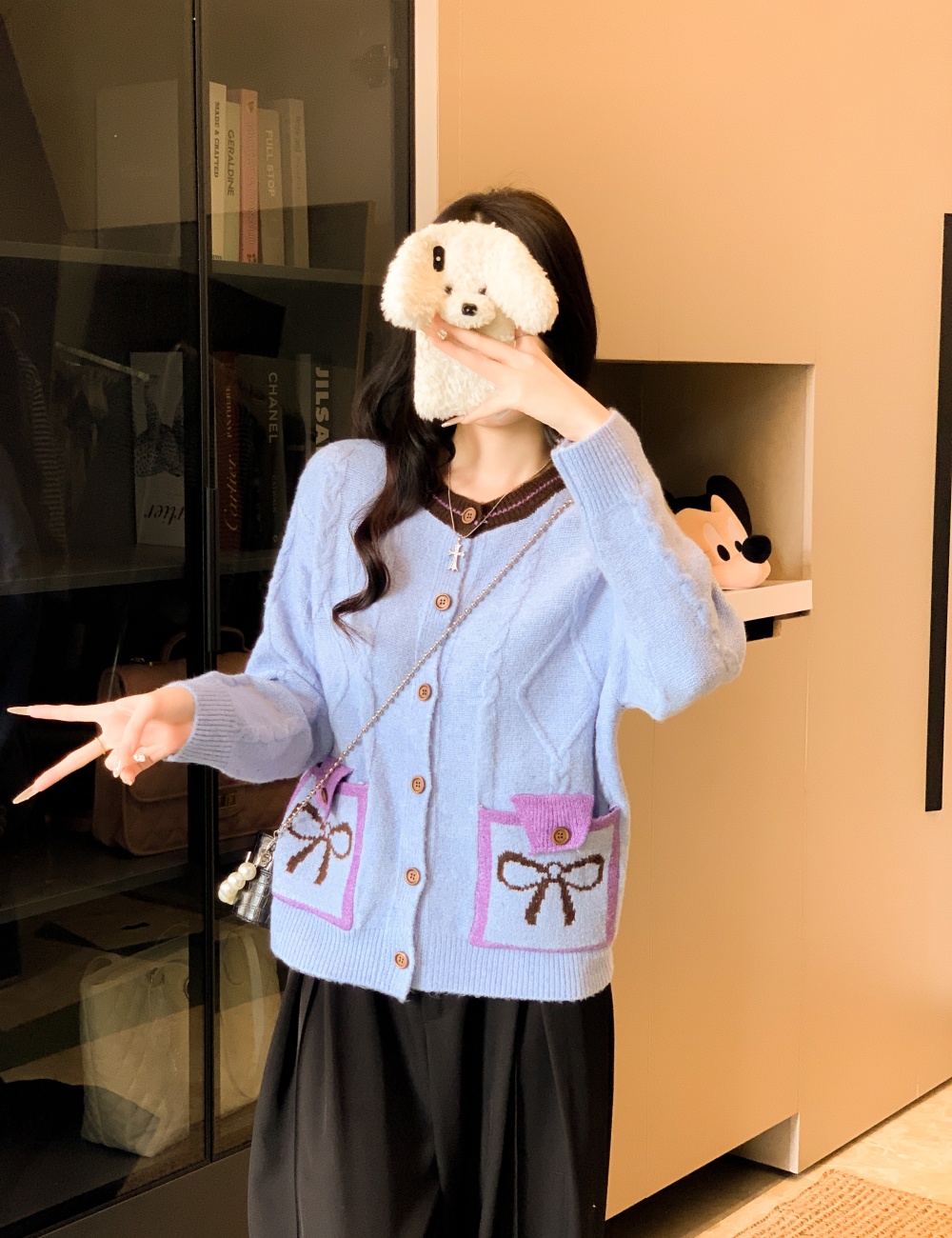 Niche splice autumn and winter tops short fashion coat