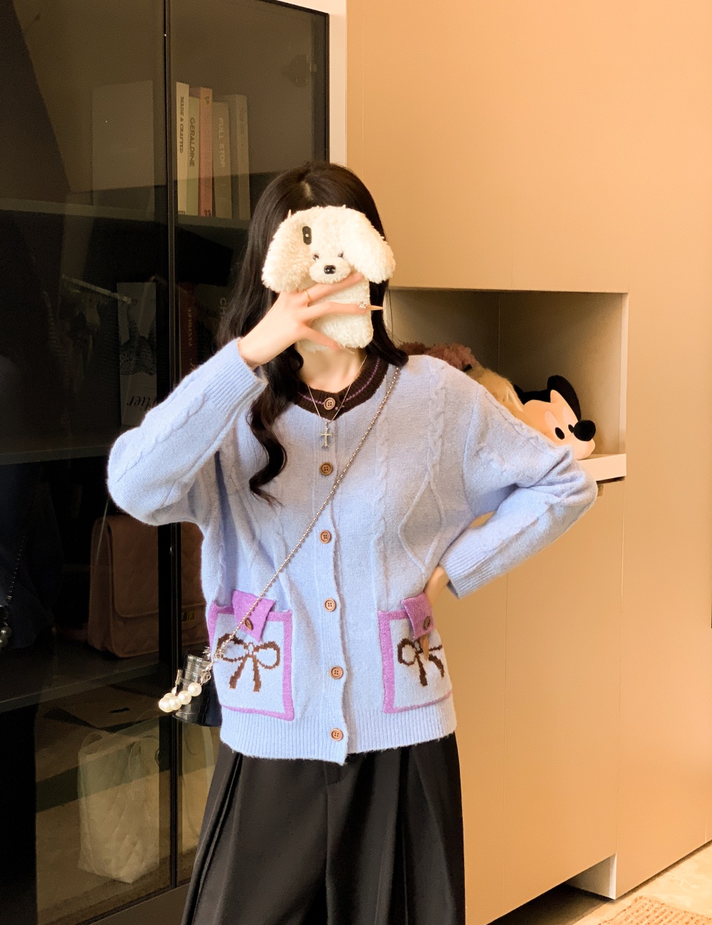 Niche splice autumn and winter tops short fashion coat