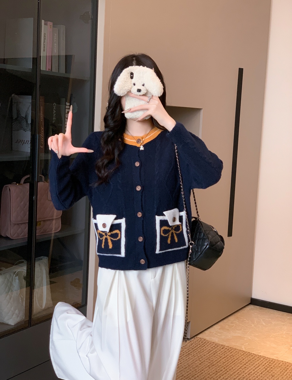 Niche splice autumn and winter tops short fashion coat