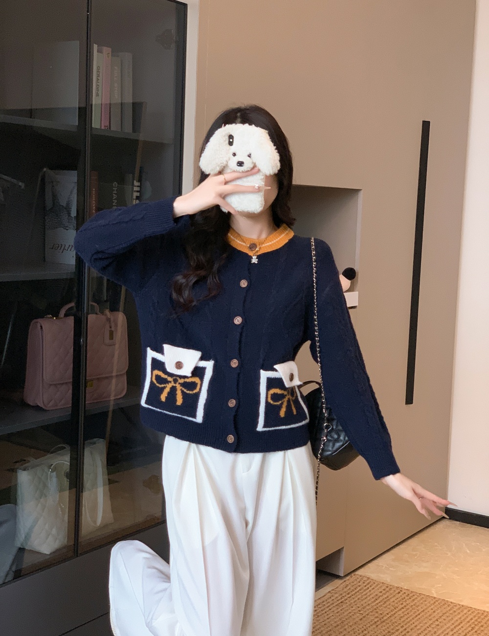 Niche splice autumn and winter tops short fashion coat