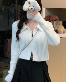 Pure tops zip sweater for women