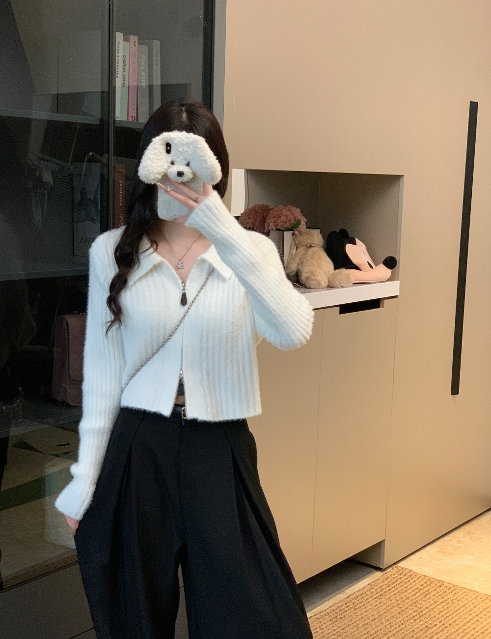 Pure tops zip sweater for women