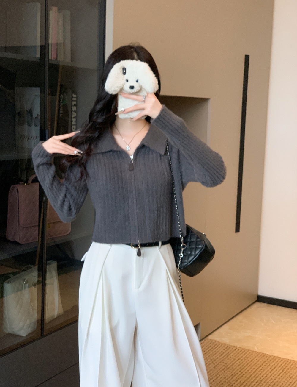 Pure tops zip sweater for women