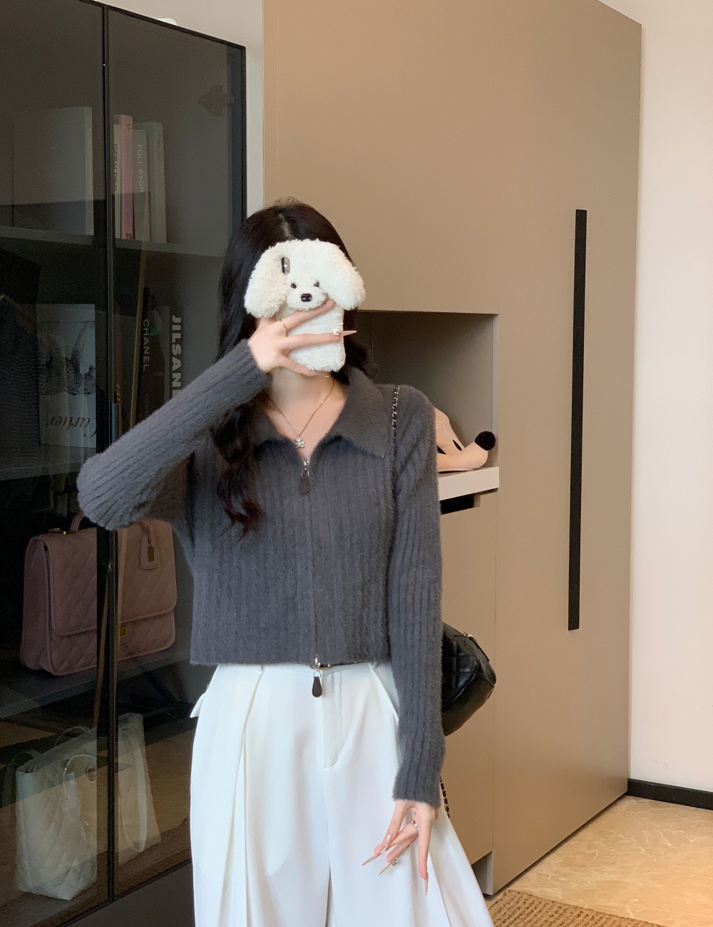 Pure tops zip sweater for women