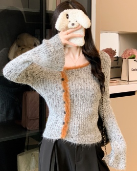 Korean style mixed colors long sleeve niche lazy sweater