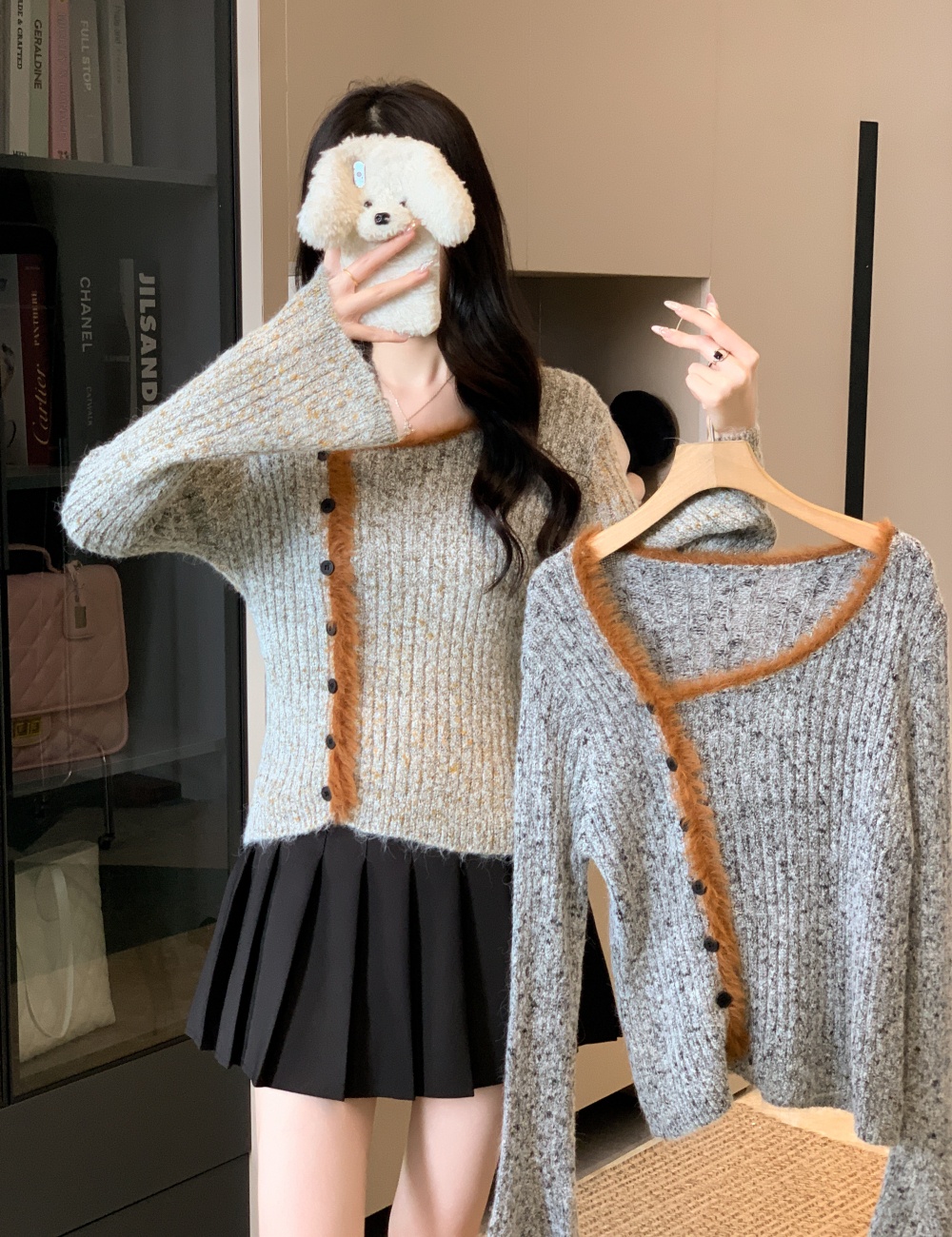 Korean style mixed colors long sleeve niche lazy sweater