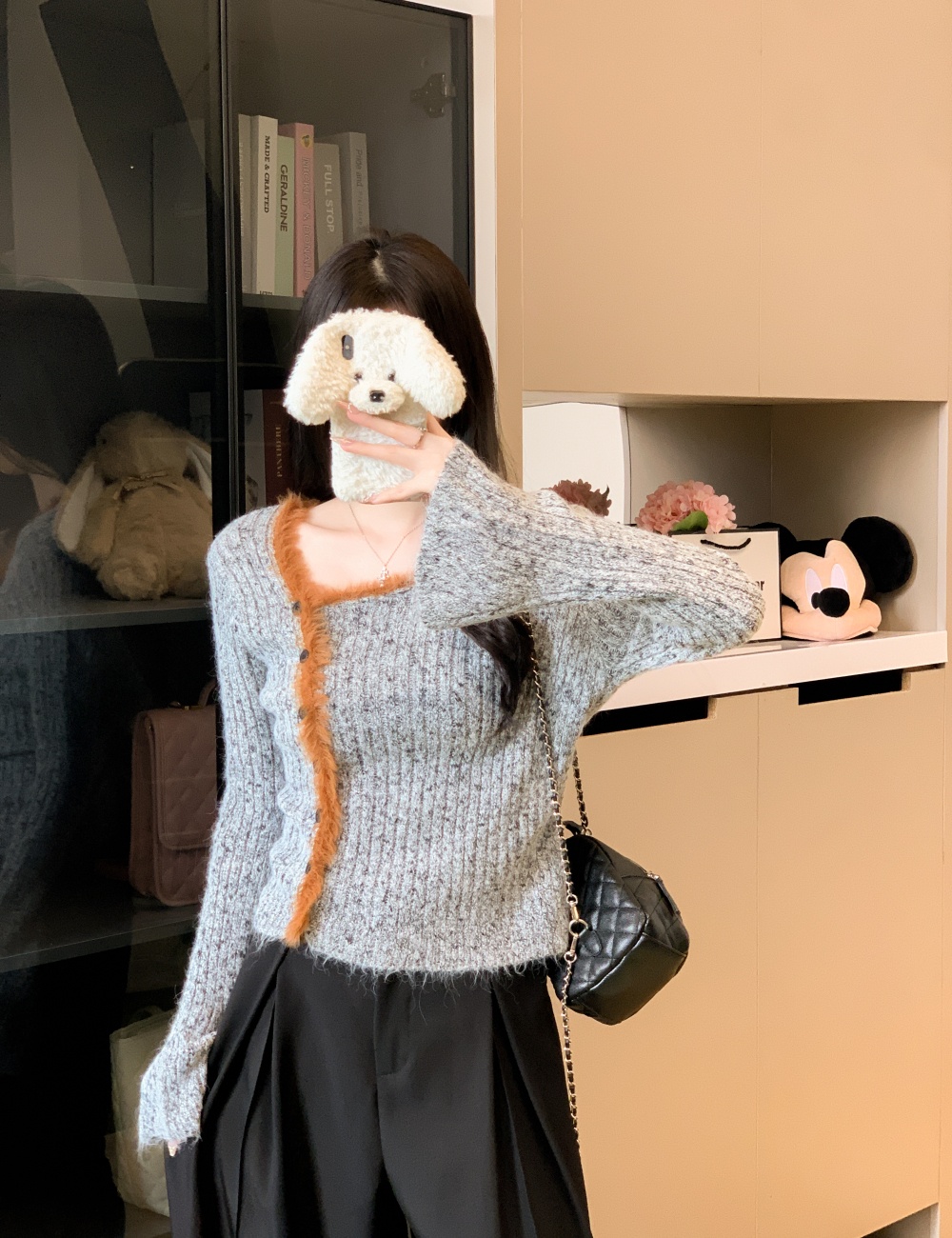 Korean style mixed colors long sleeve niche lazy sweater