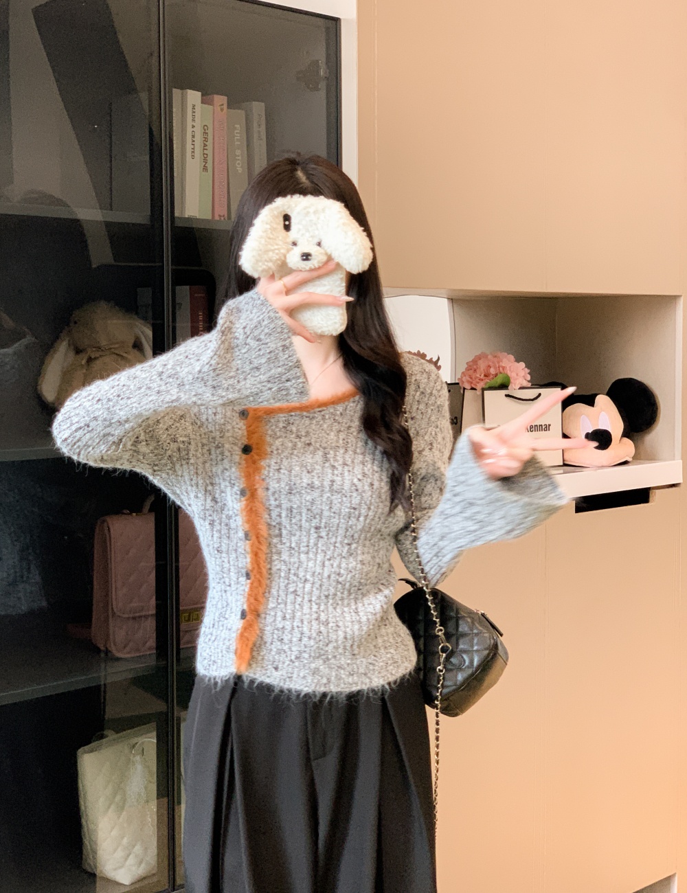 Korean style mixed colors long sleeve niche lazy sweater