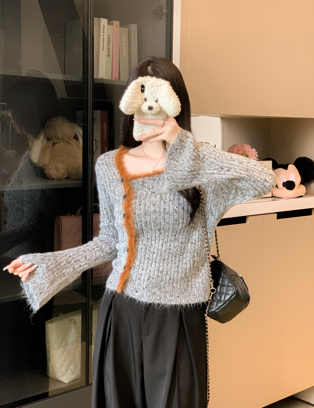 Korean style mixed colors long sleeve niche lazy sweater