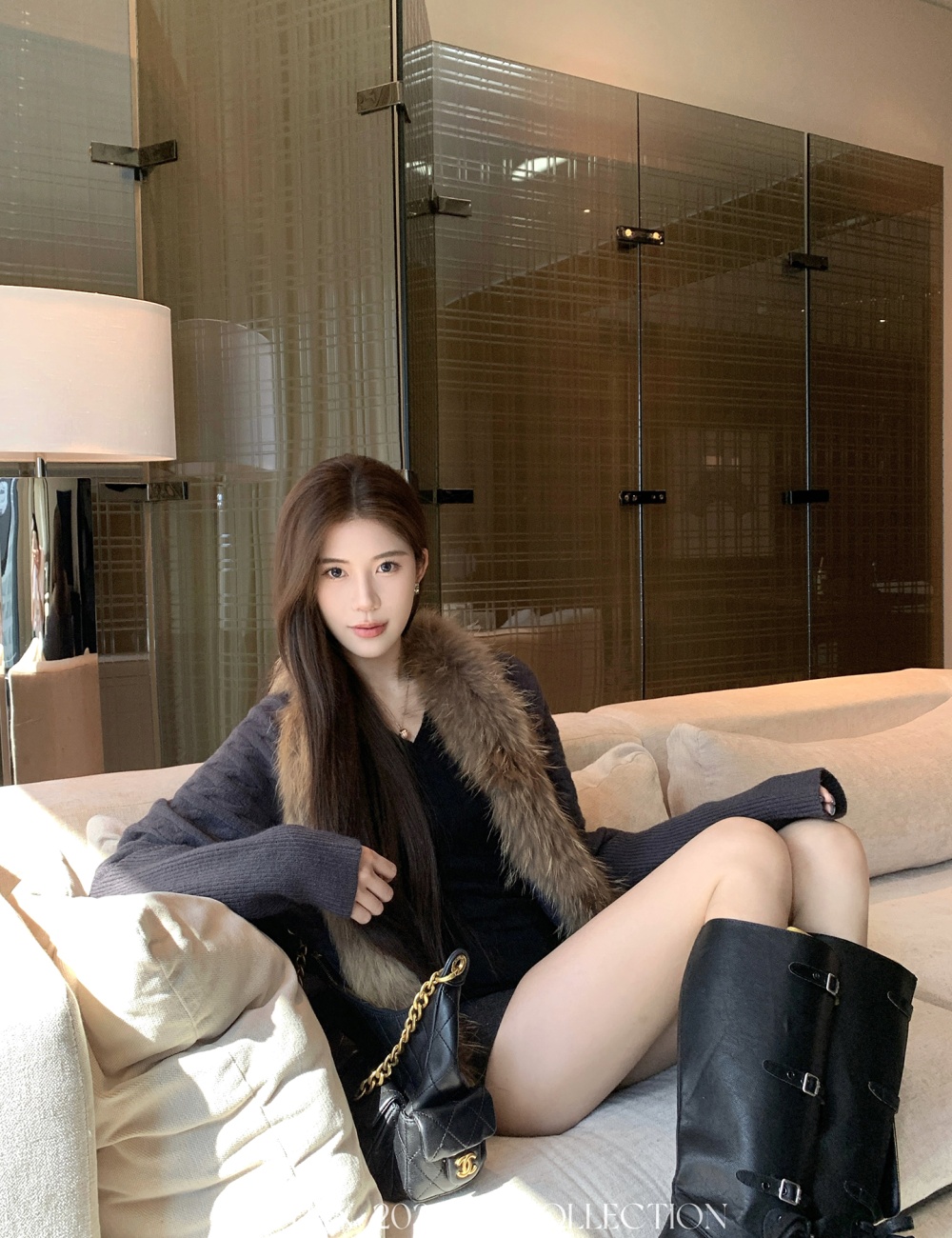 Korean style long sleeve sweater knitted coat