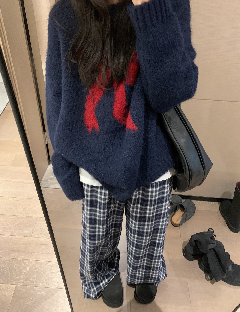 Soft blue lazy slim show young fluffy loose sweater