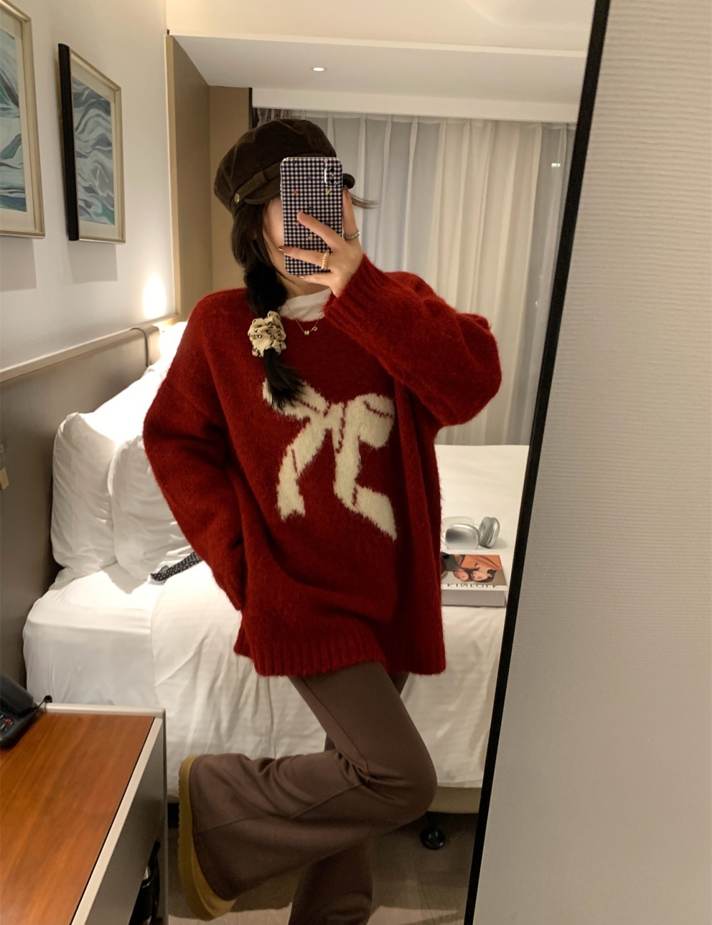Soft blue lazy slim show young fluffy loose sweater