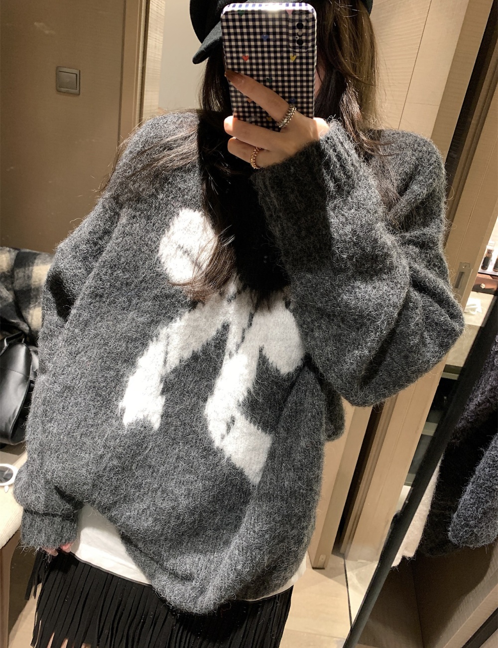 Soft blue lazy slim show young fluffy loose sweater