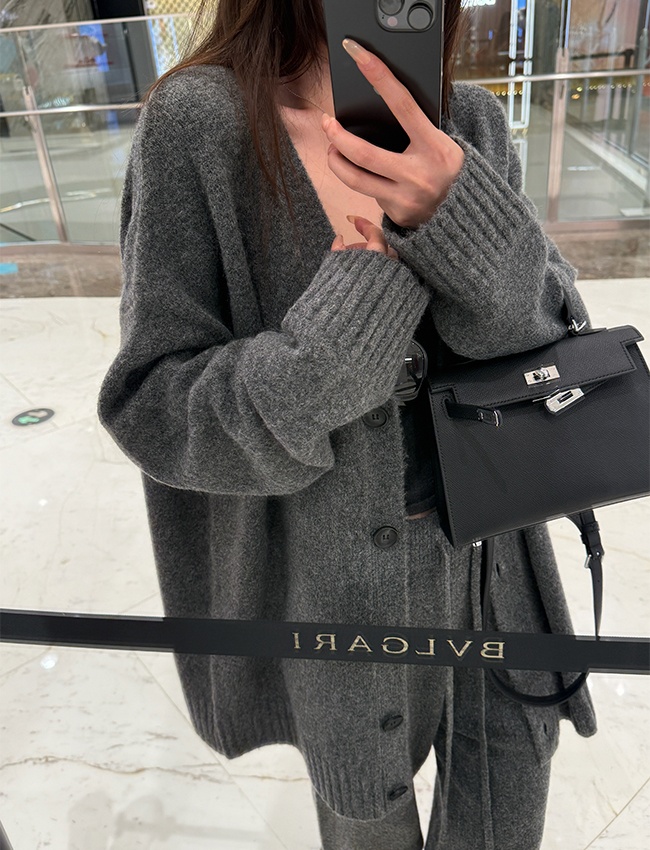 Show high long pants slim cardigan a set