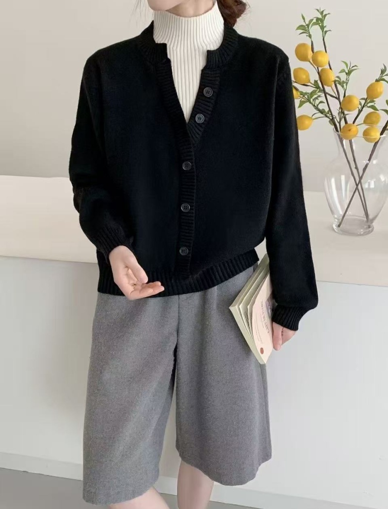 All-match V-neck sweater Pseudo-two tops for women