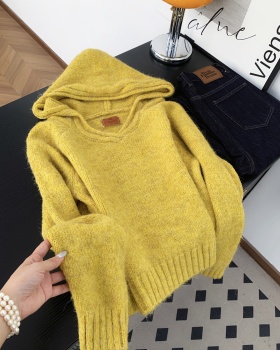 Knitted pullover sweet style hooded sweater