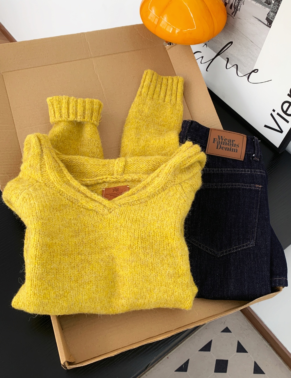 Knitted pullover sweet style hooded sweater