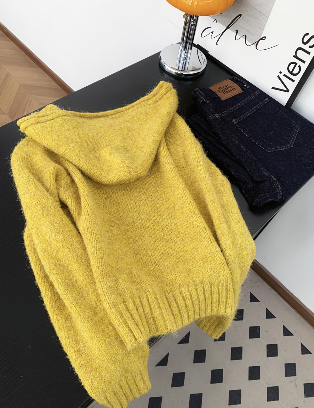 Knitted pullover sweet style hooded sweater