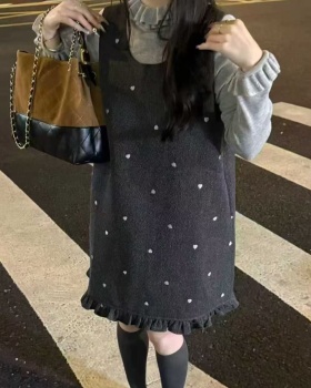 Autumn Korean style sweet sleeveless dress 2pcs set