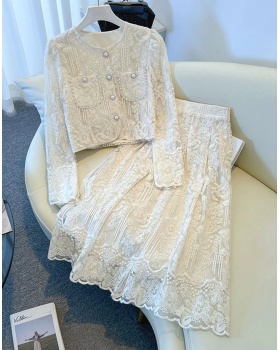 Ladies lace autumn and winter chanelstyle skirt 2pcs set